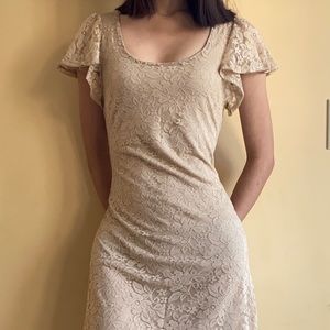 NWT Vintage Lace Sheath Dress In Nude
